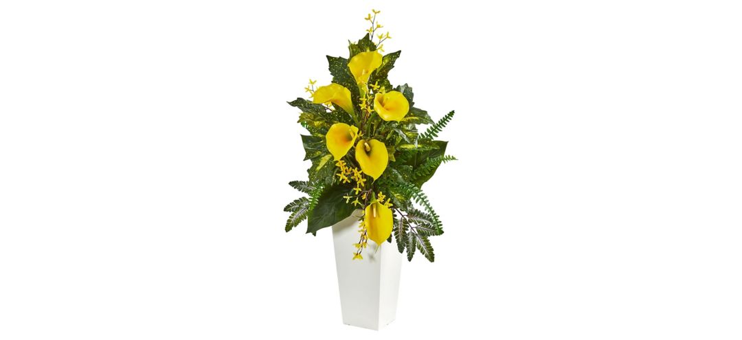 39in. Calla Lily, Forsythia and Mixed Greens Artificial Arrangement