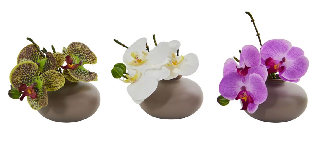 7in. Phalaenopsis Orchid Artificial Arrangement, Set of 3