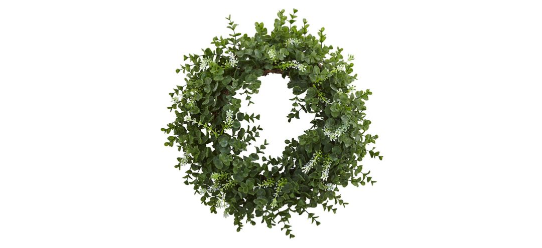 18in. Eucalyptus Double Ring Wreath with Twig Base