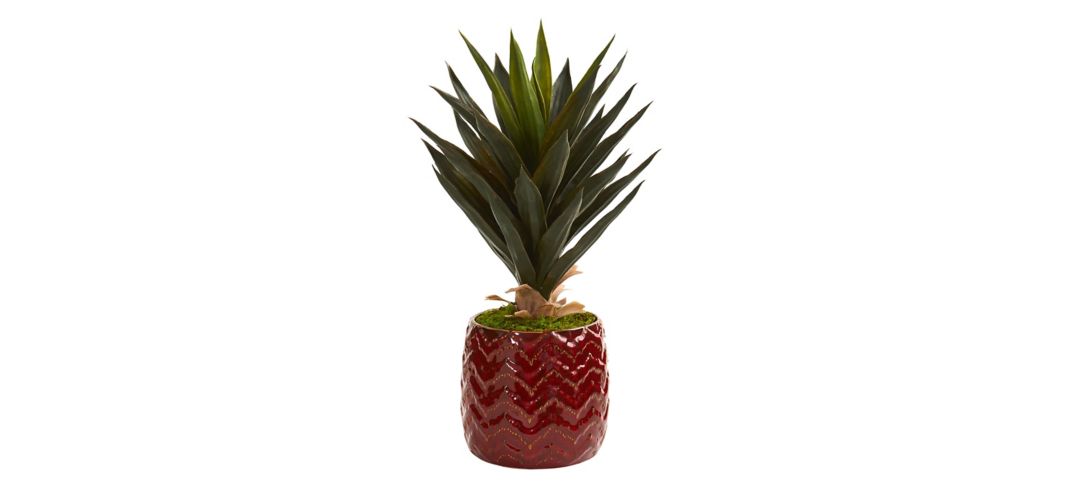 Agave Artificial Plant in Red Planter