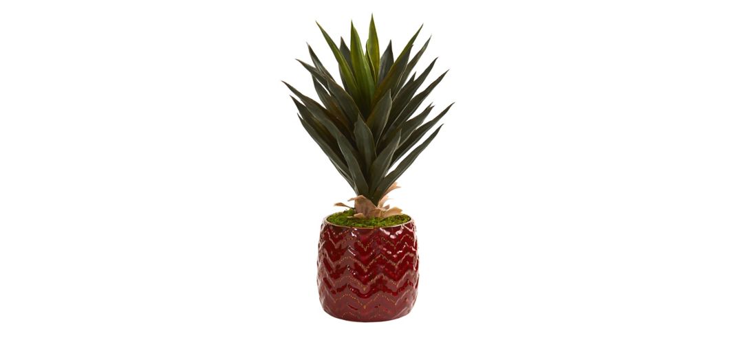 141156520 Agave Artificial Plant in Red Planter sku 141156520