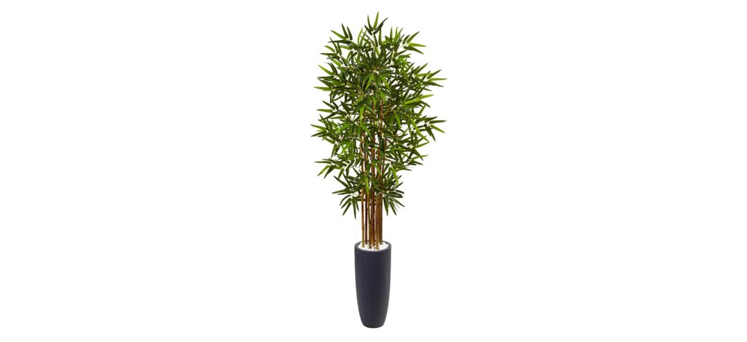 5ft. Bamboo Artificial Tree in Gray Cylinder Planter