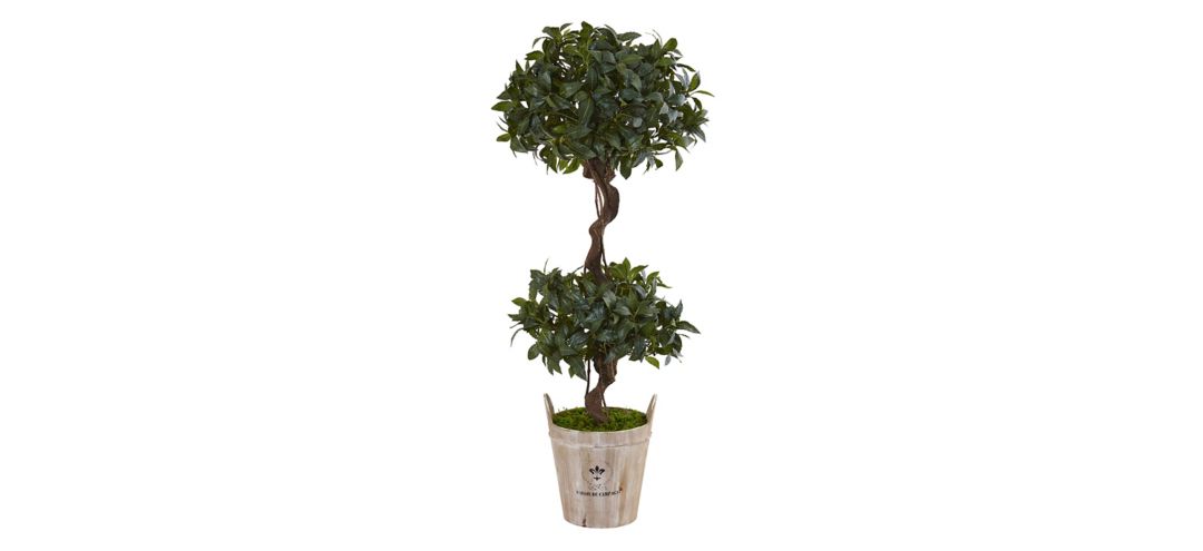 4.5ft. Sweet Bay Double Topiary Artificial Tree in Farmhouse Planter