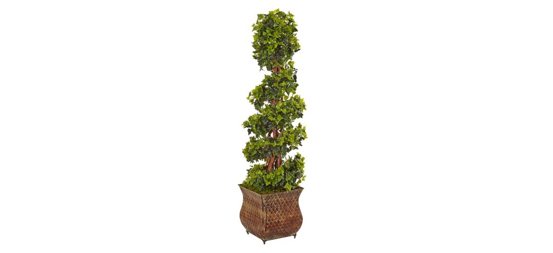 4ft. English Ivy Spiral Artificial Tree in Metal Planter (Indoor/Outdoor)