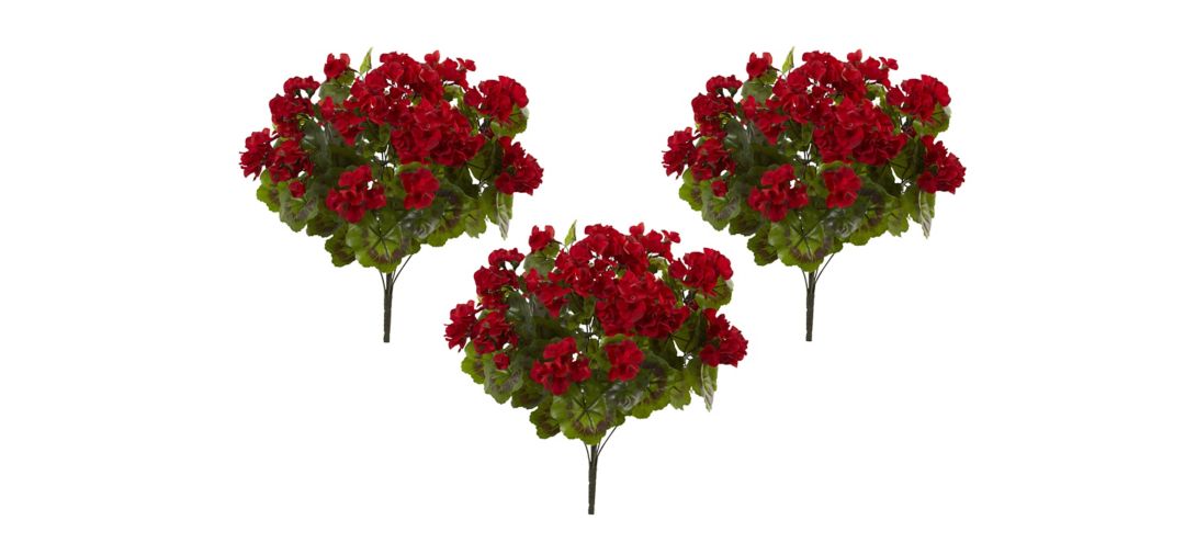 Geranium Artificial Bush (Set of 3) (Indoor/Outdoor)