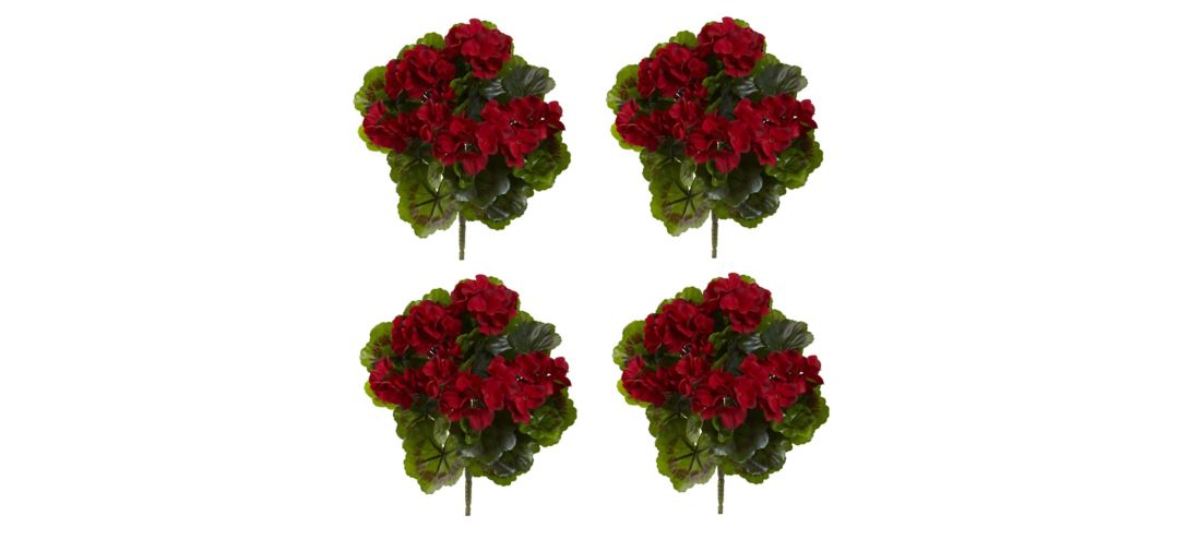 Geranium Artificial Bush (Set of 4) (Indoor/Outdoor)