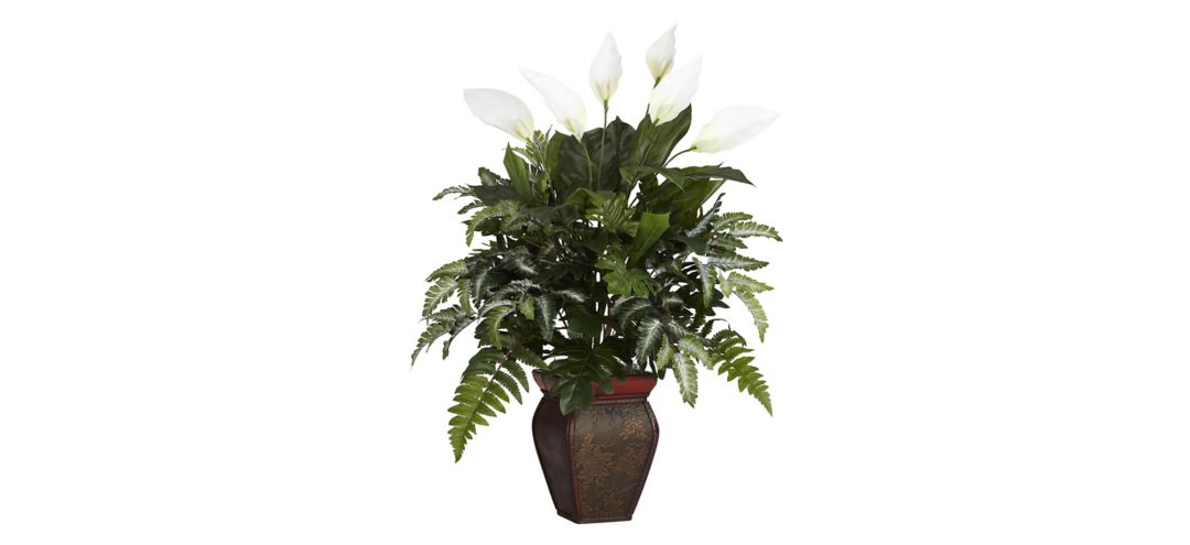 Mixed Greens with Spathiphyllum Silk Plant