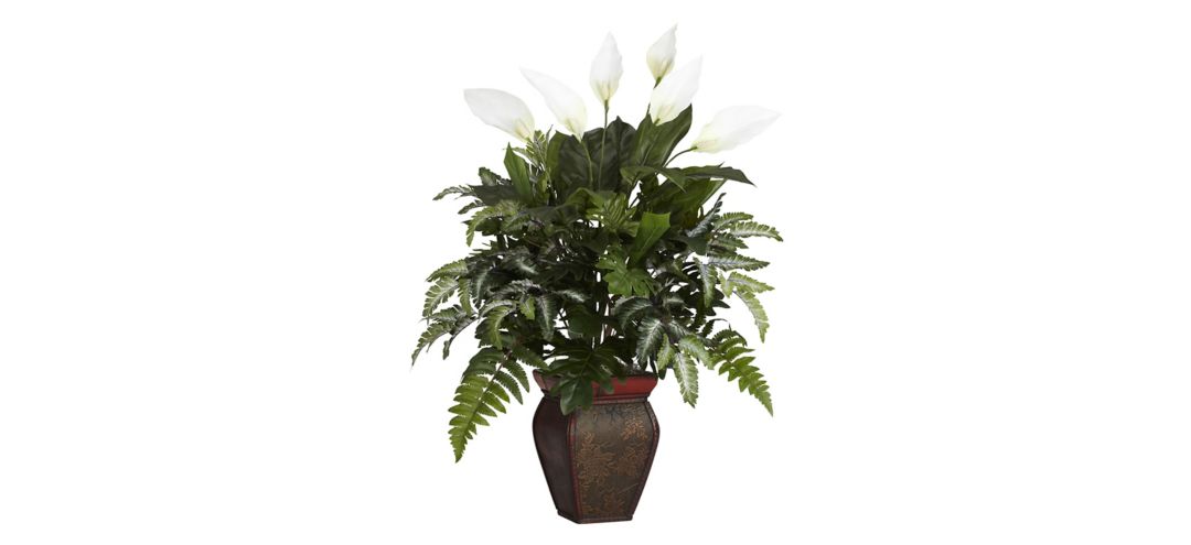 141166770 Mixed Greens with Spathiphyllum Silk Plant sku 141166770