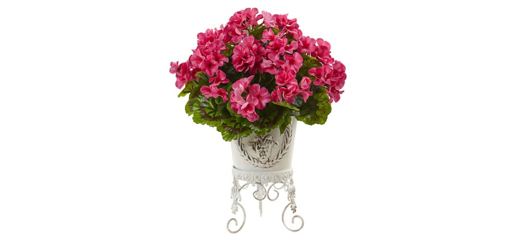 Geranium with Metal Planter (Indoor/Outdoor)