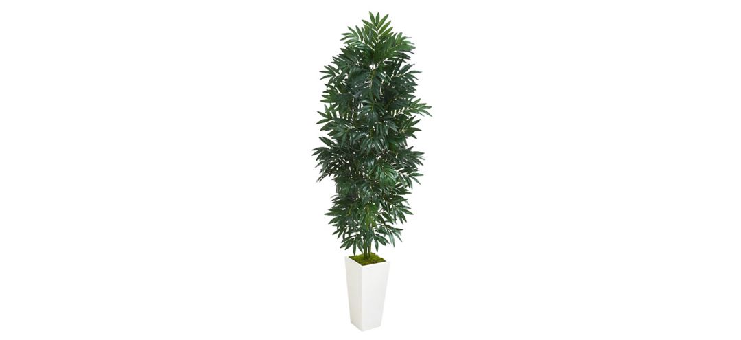 5ft. Bamboo Palm Artificial Plant in White Planter