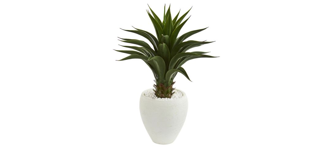 Agave Artificial Plant in White Planter