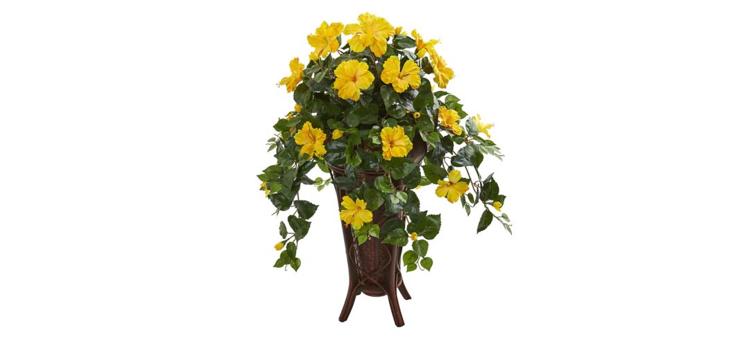 Hibiscus Artificial Plant in Stand Planter