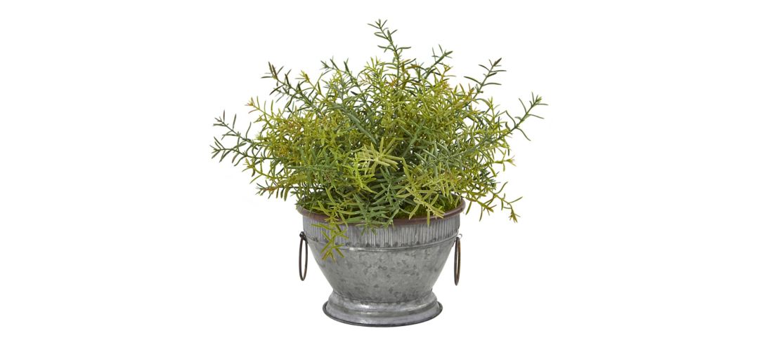 14in. Rosemary Artificial Plant in Vintage Metal Bowl