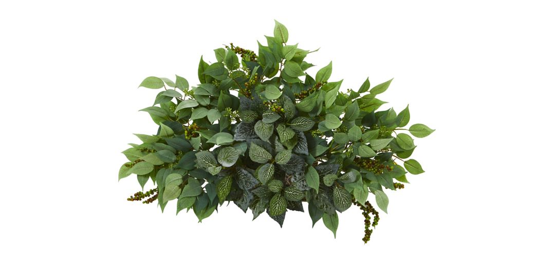 20in. Mixed Ficus and Fittonia Artificial Ledge Plant