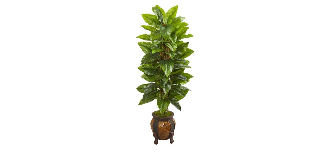 59in. Large Leaf Philodendron Artificial Plant in Planter