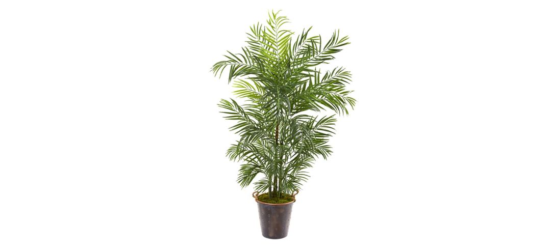 69in. Areca Palm Artificial Tree in Metal Pail (Indoor/Outdoor)