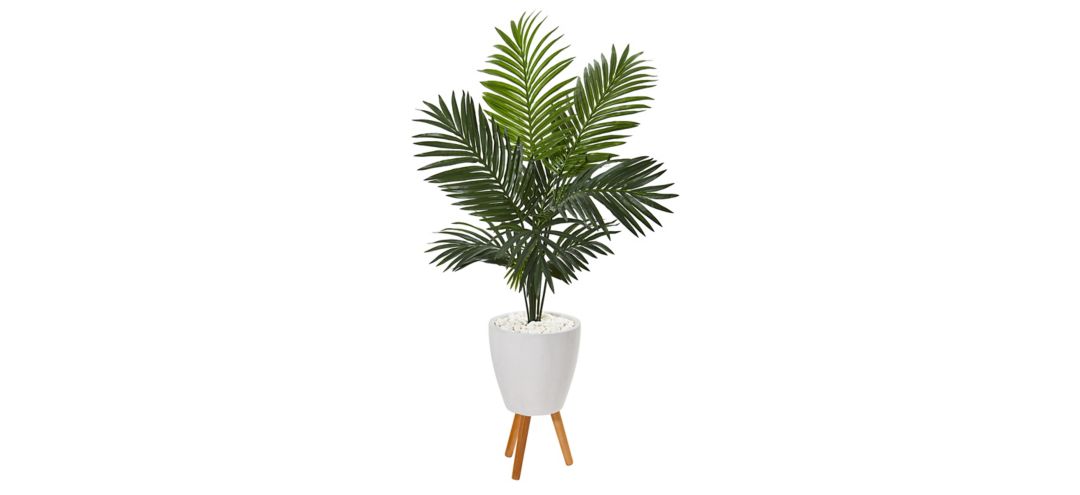 61in. Paradise Palm Artificial Tree in White Planter with Stand