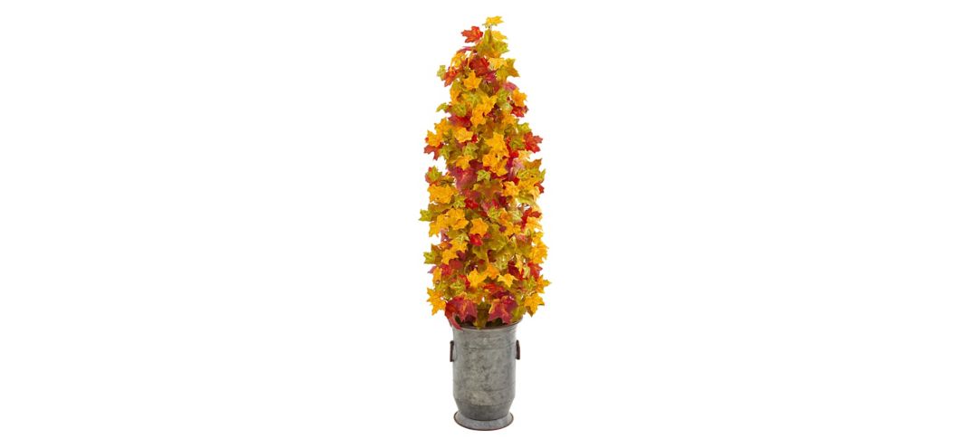 46in. Autumn Maple Artificial Tree in Vintage Metal Planter