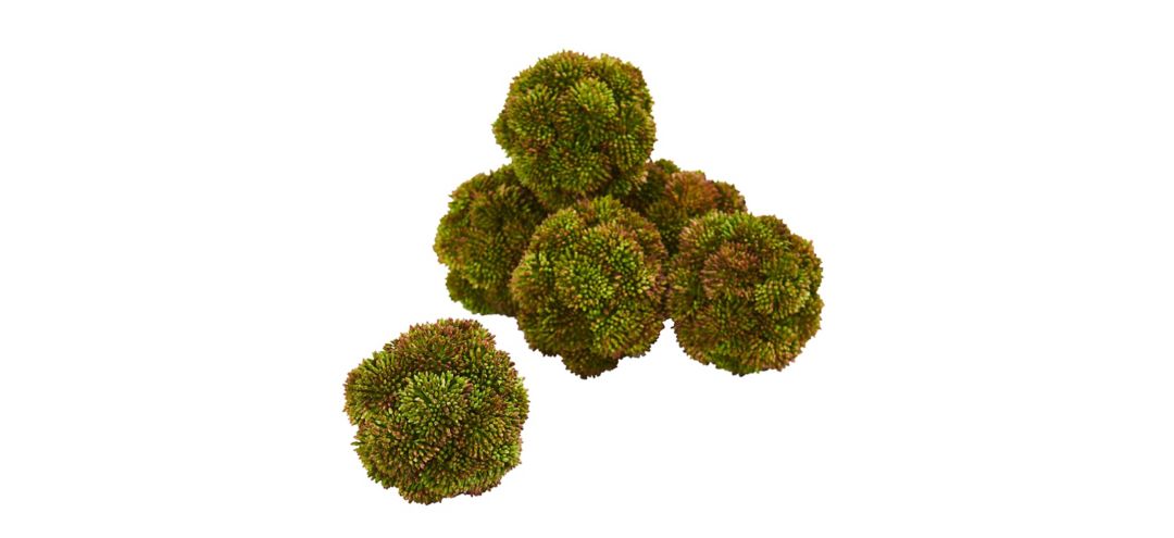 4in. Sedum Artificial Succulent Artificial Spheres (Set of 6)