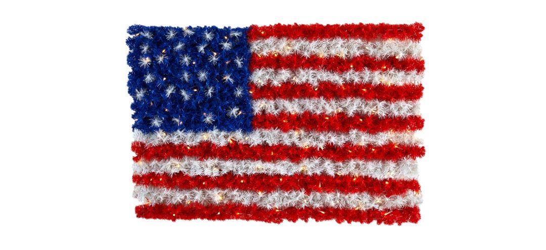 3ft. x 2ft. Red, White, and Blue American Flag Wall Panel with 100 Warm LED