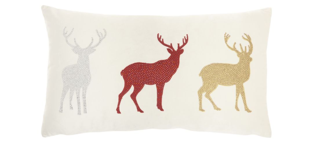 Home For the Holidays Colorful Reindeer Accent Pillow