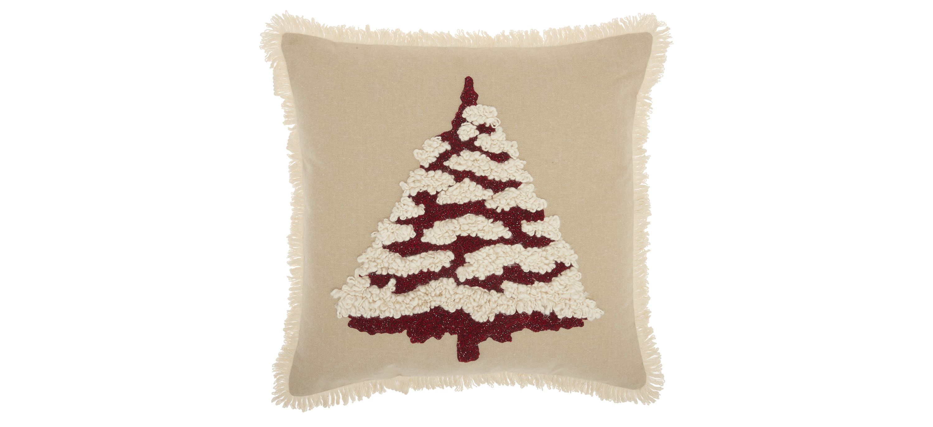 Home For the Holidays Snowy Christmas Tree Accent Pillow