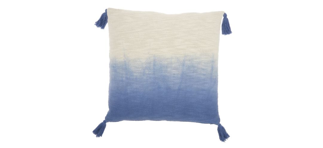 "Mina Victory 22"" Ombre Tassels Blue Throw Pillow"