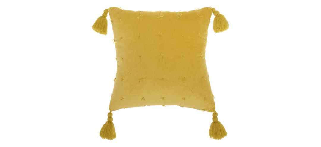 Mina Victory Hand Knotted Velvet Yellow Throw Pillow