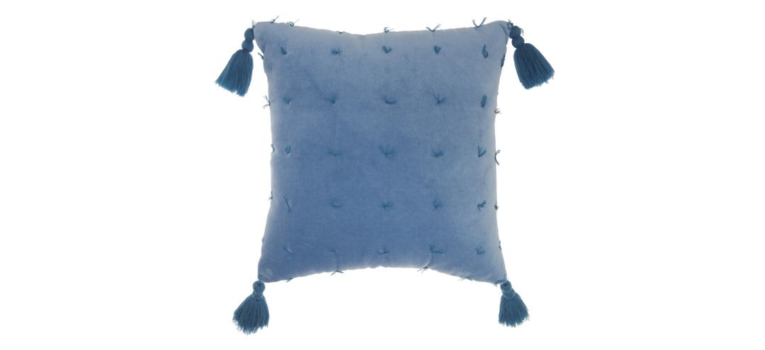 Mina Victory Hand Knotted Velvet Blue Throw Pillow