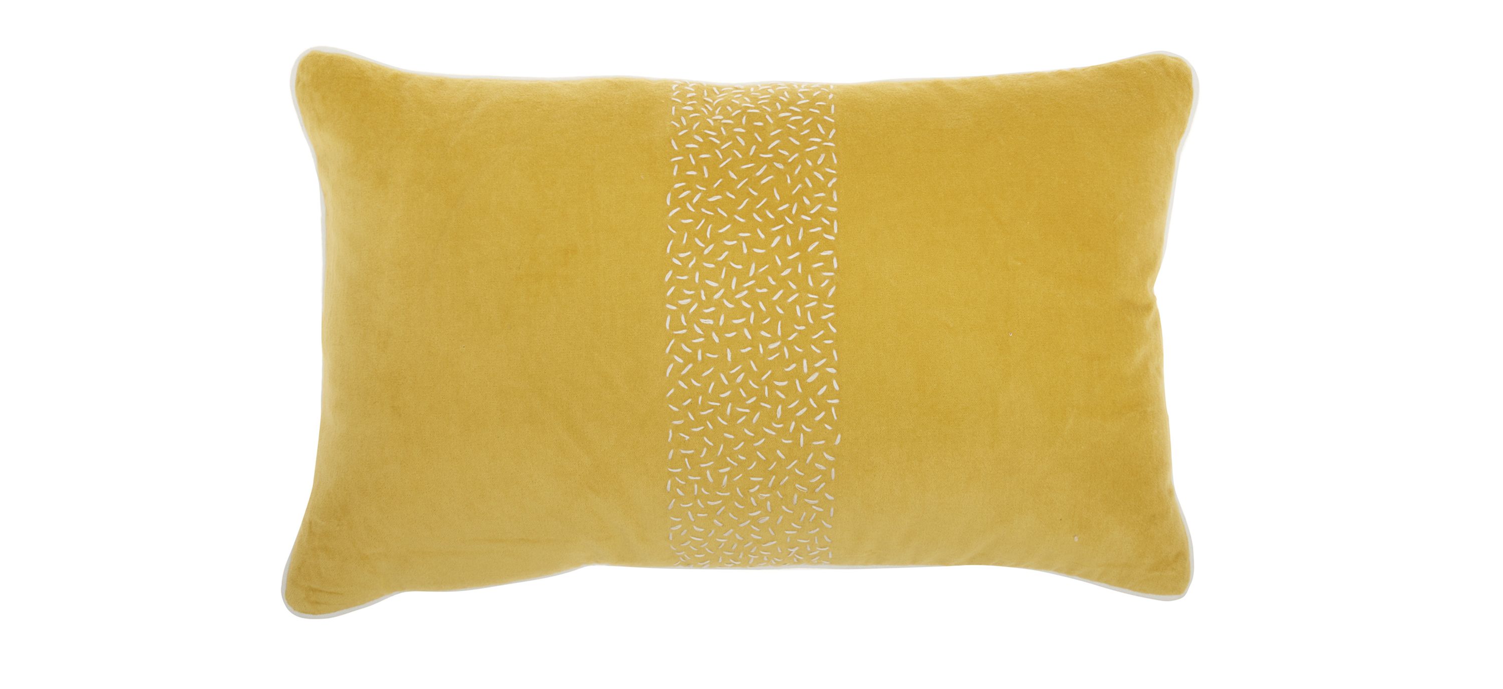 Mina Victory Hand Stitched Stripe Yellow Throw Pillow