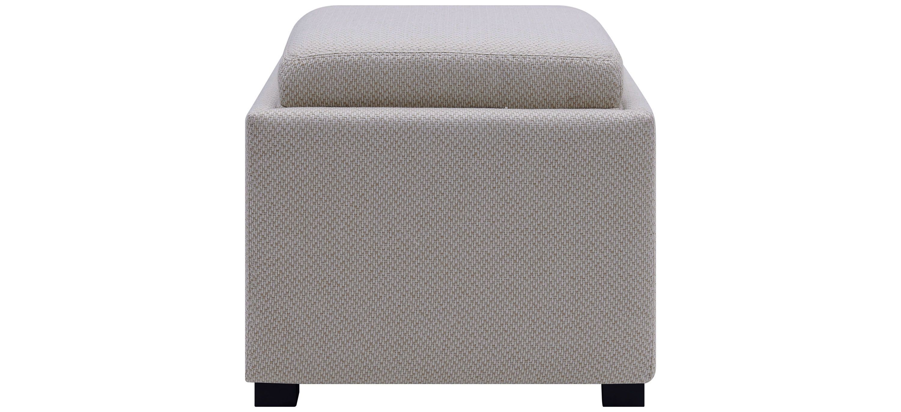 Cameron Square Fabric Storage Ottoman with Tray