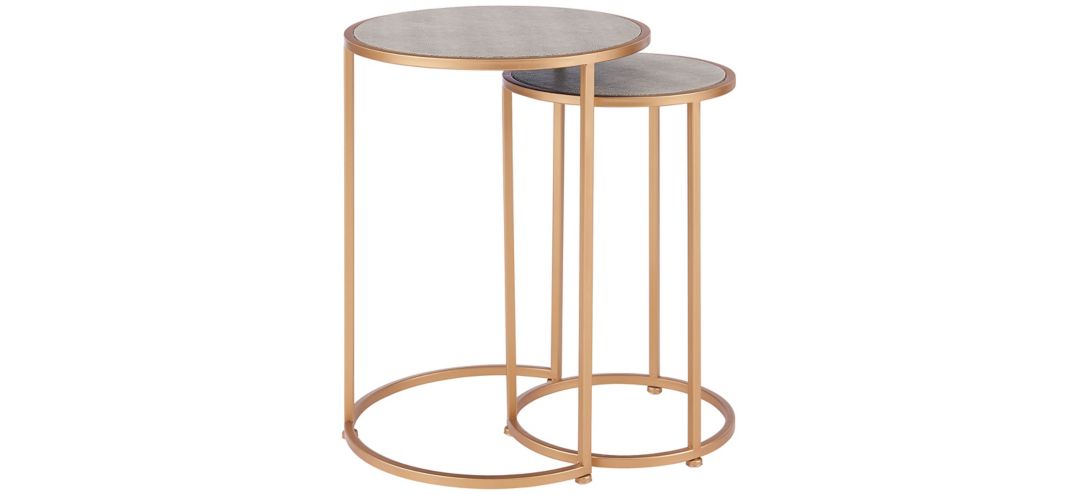 Anza Set of Round Faux Shagreen Nesting End Tables