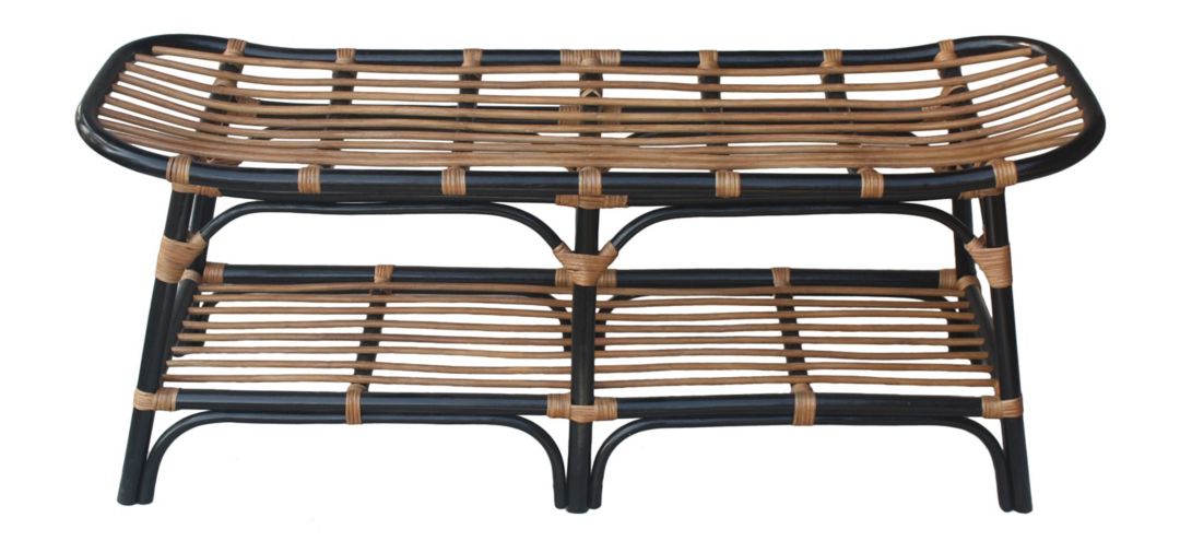 Damara Rattan Bench with Shelf