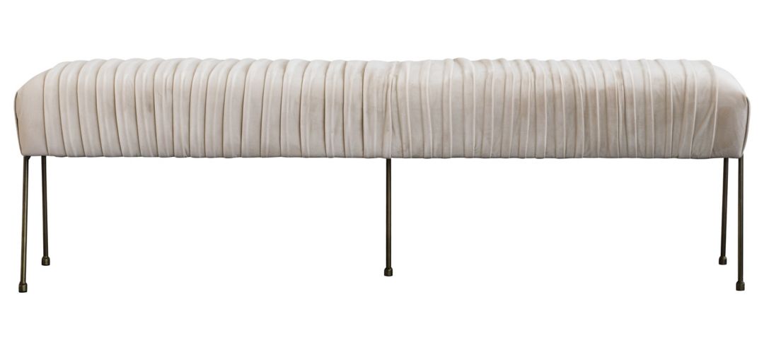 Merritt Velvet Fabric Pleated Bench