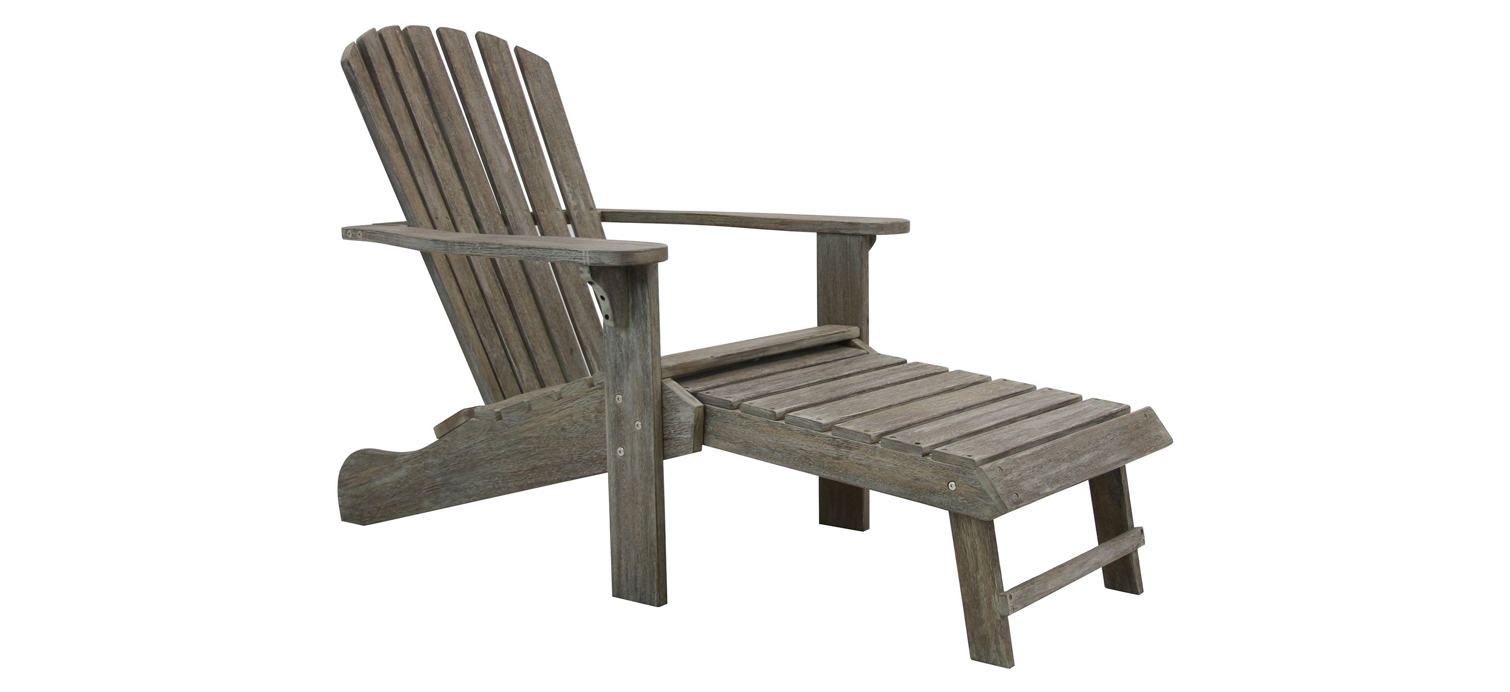 Breeze Outdoor Adirondack Chair With Built-in Stowaway Ottoman