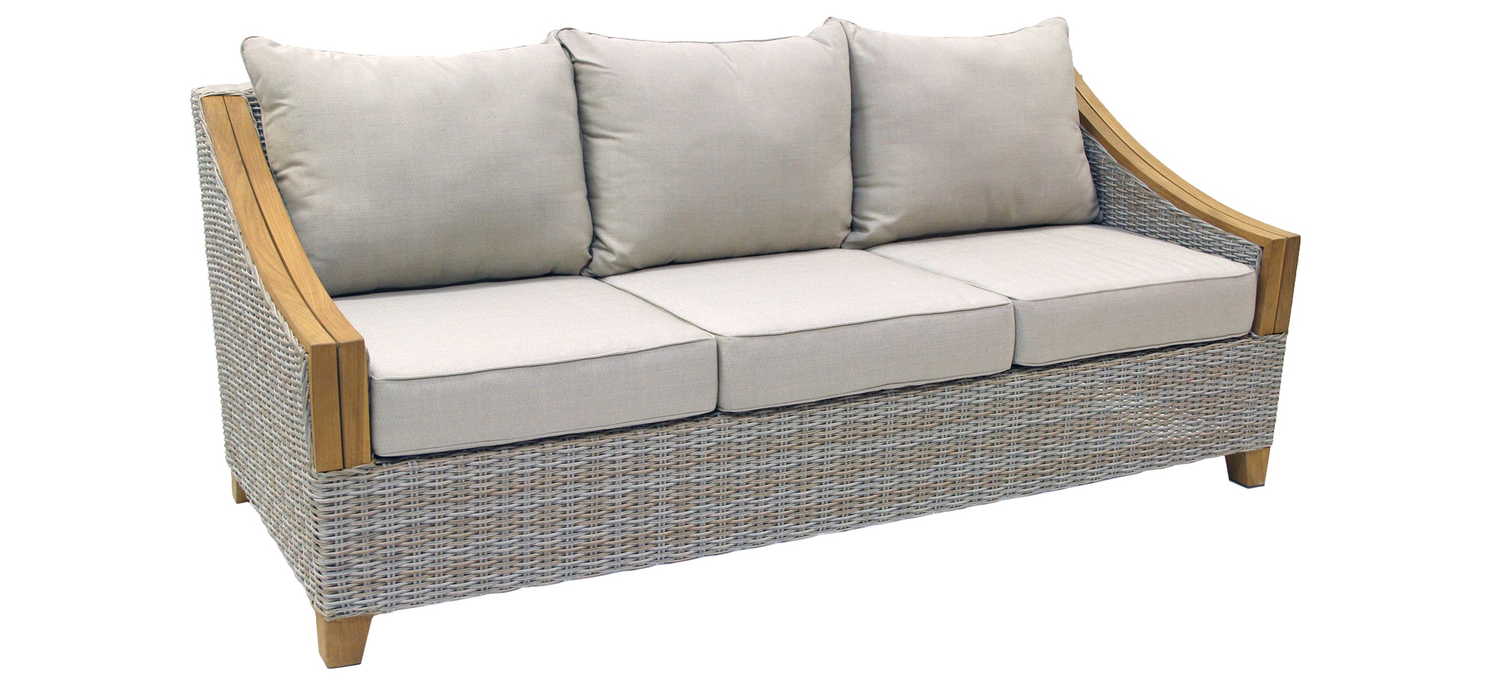 Sea Drift Wicker and Teak Outdoor Sofa