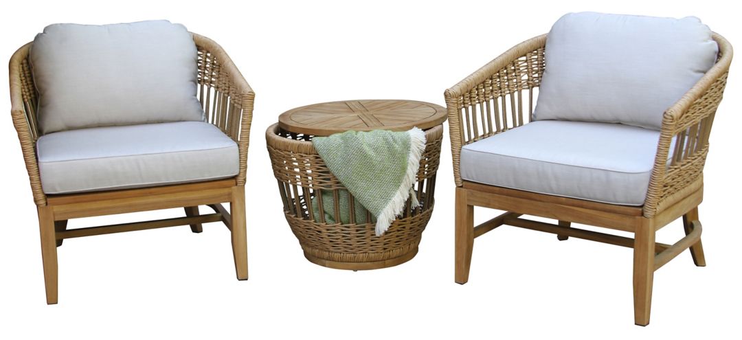 Bohemian 3 pc. Lounge Set with Wicker Accent Table
