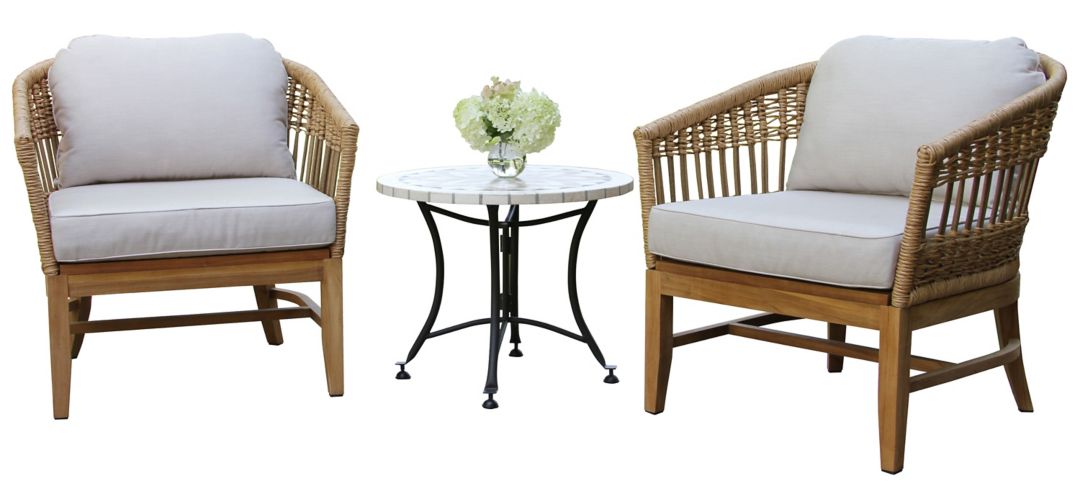 248010241 Bohemian 3 pc. Teak Lounge Set with Marble Accent  sku 248010241