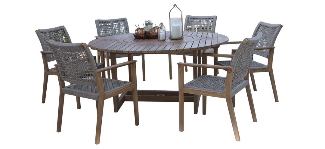Nautical 7 pc. Lazy Susan Table with Rope Chairs