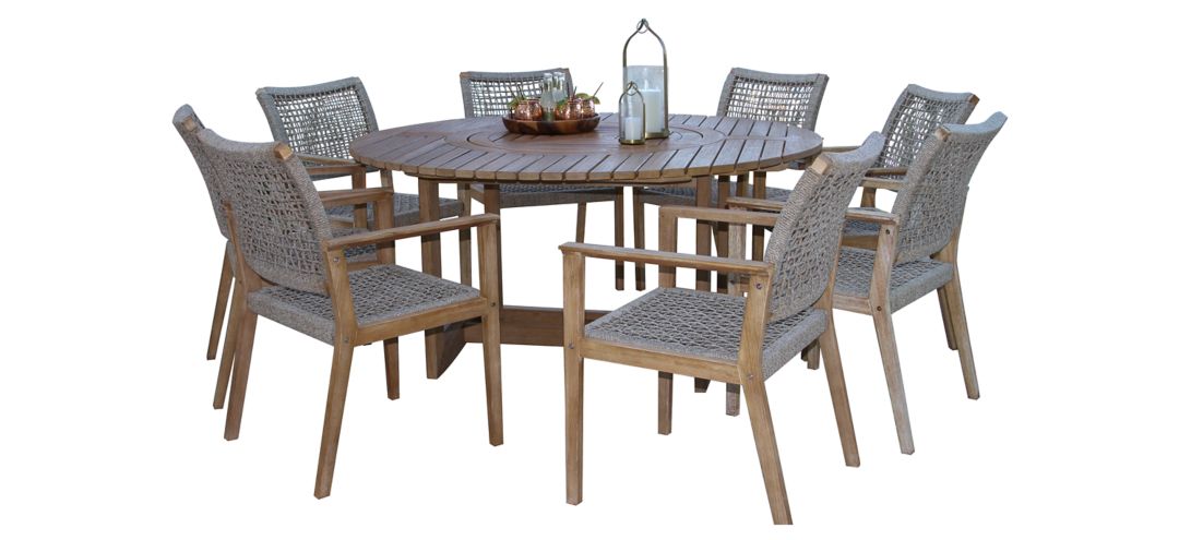 248016631 Nautical 9 pc. Lazy Susan Table with Rope Chairs sku 248016631