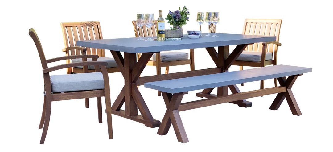 248017401 Nautical 6 pc. Dining Set with Bench sku 248017401