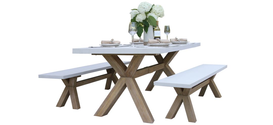 288161260 Nautical 3-pc. Eucalyptus Rectangle Outdoor Dining sku 288161260