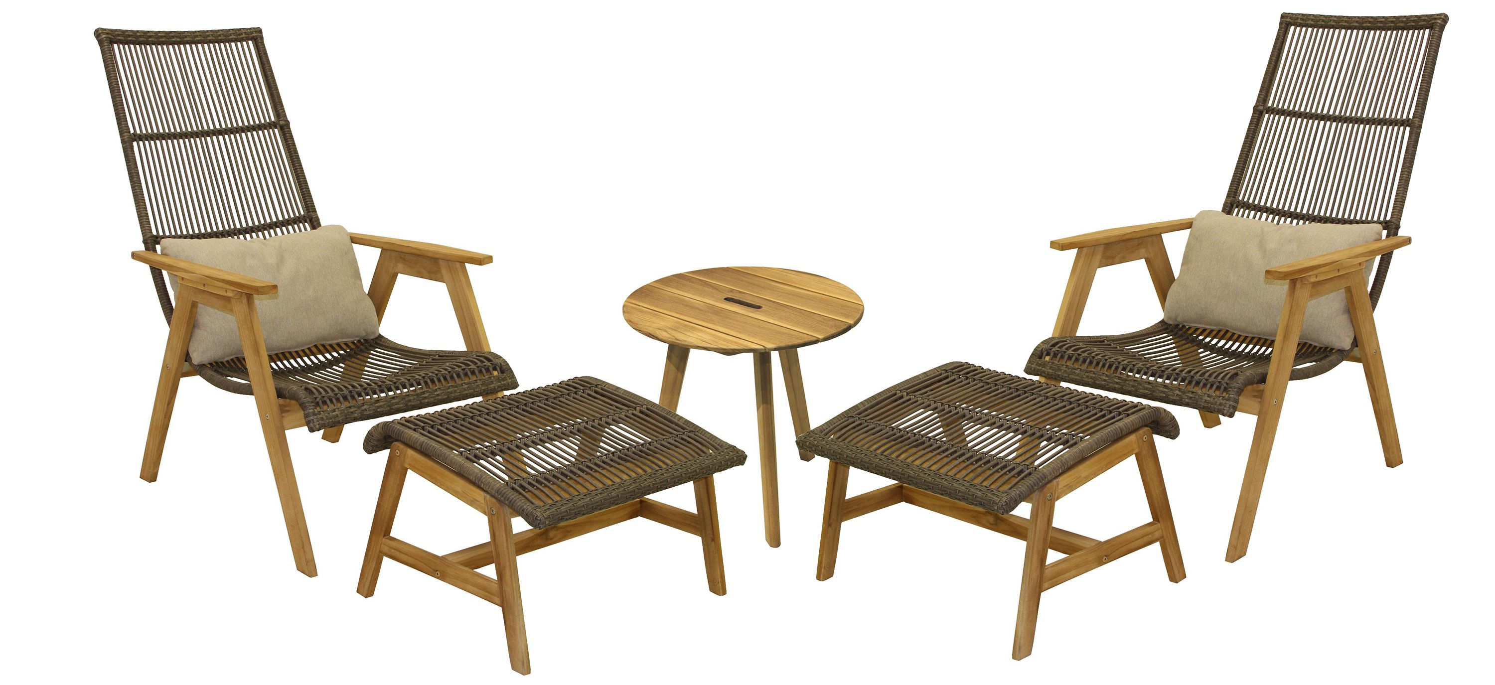 Bohemian 5-pc. Wicker and Teak Outdoor Lounge Set