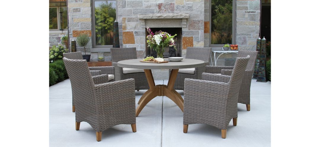 294161260 Nautical 7-pc. Teak and Wicker Outdoor Dining Set sku 294161260