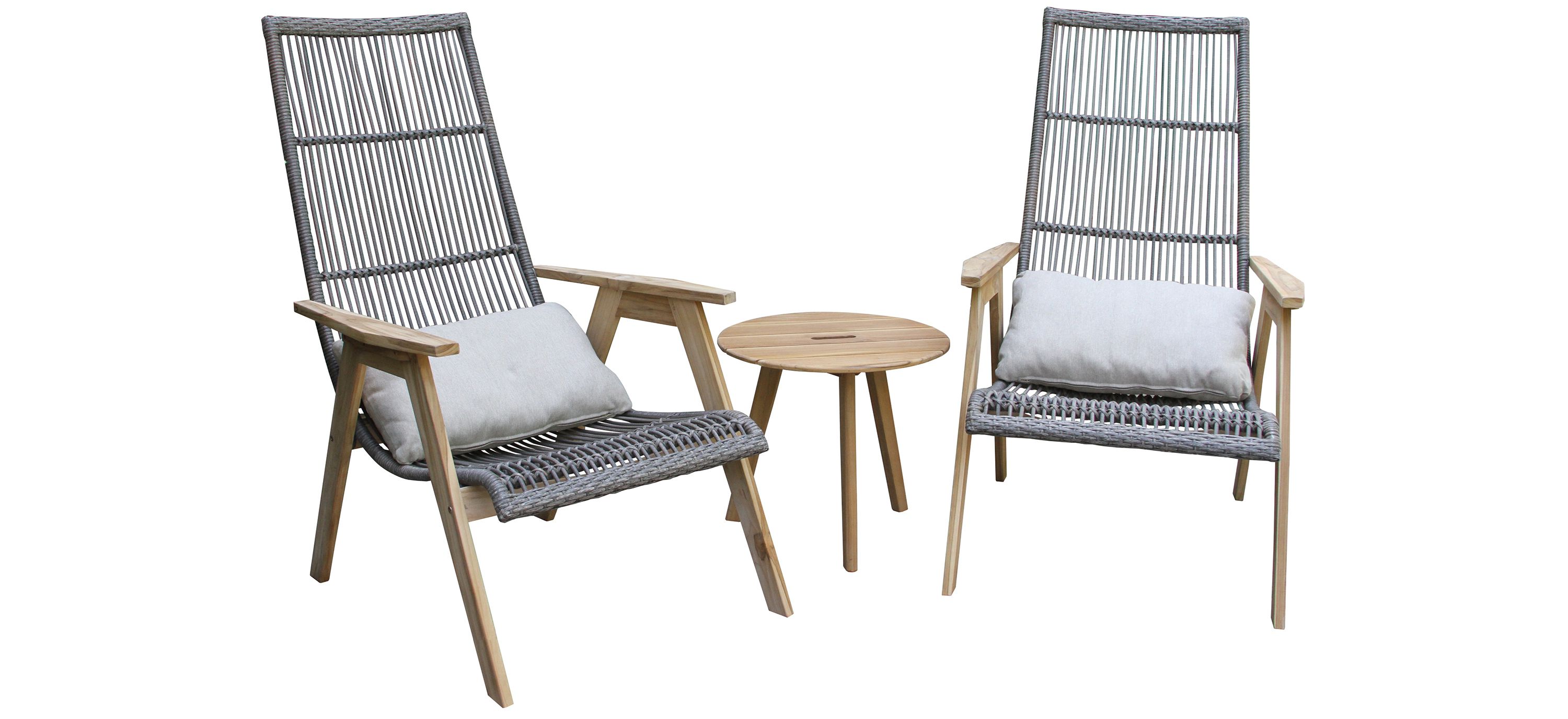 Bohemian 3-pc. Wicker and Teak Outdoor Lounge Set