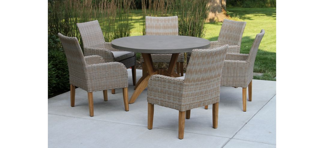 Nautical 7-pc. Teak and Wicker Outdoor Dining Set