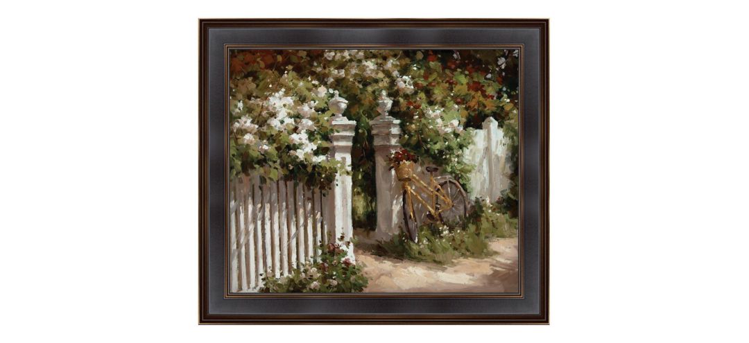 White Fence Framed Canvas Wall Art