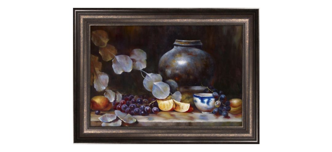120077272 Brown Urn and Floral Framed Canvas Wall Art sku 120077272