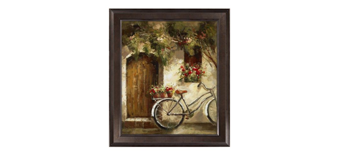 120112999 Bicycle Flowers Framed Canvas Wall Art sku 120112999