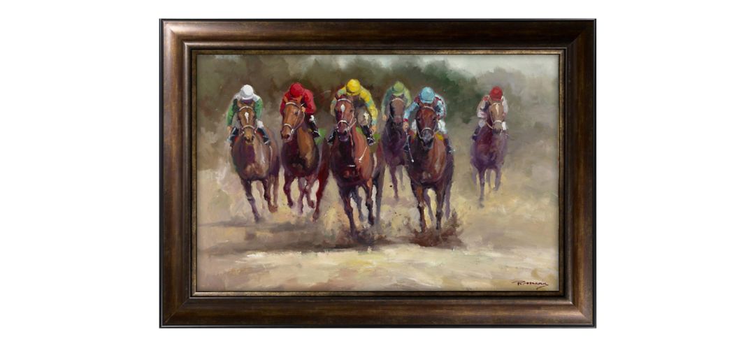 Horse Race Framed Canvas Wall Art